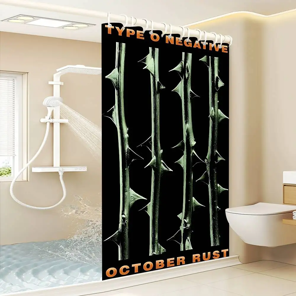 Rock Band T-Type O N-Negative 1PC Printed Shower Curtain Waterproof Washable With 12 Hooks Bathroom Shower Home Use