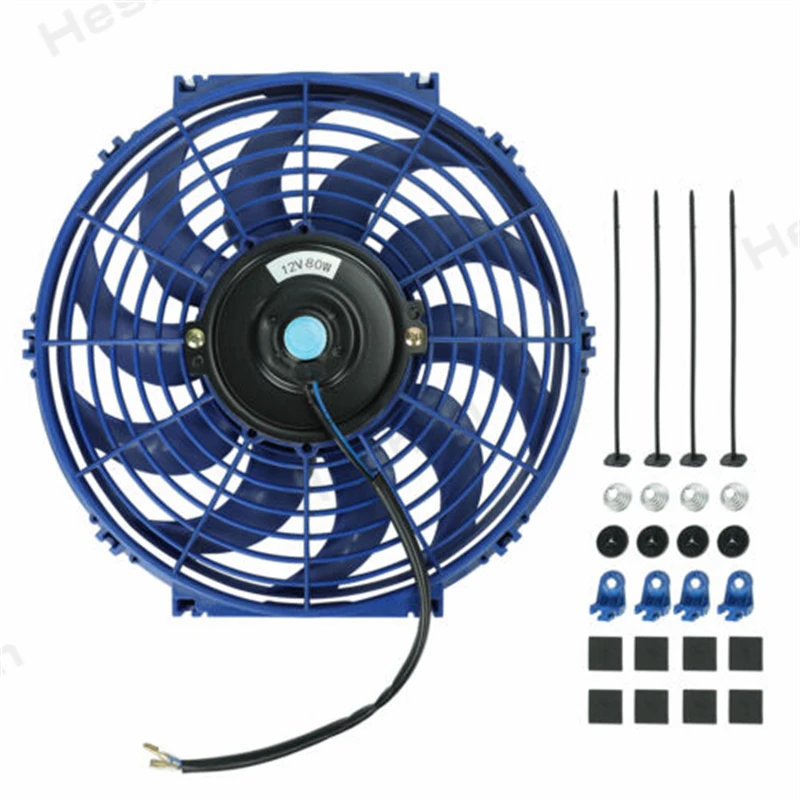 

12 Inch 12V 80W bluer Universal Slim Reversible Electric Radiator Cooling AUTO FAN Push With mounting kit Type