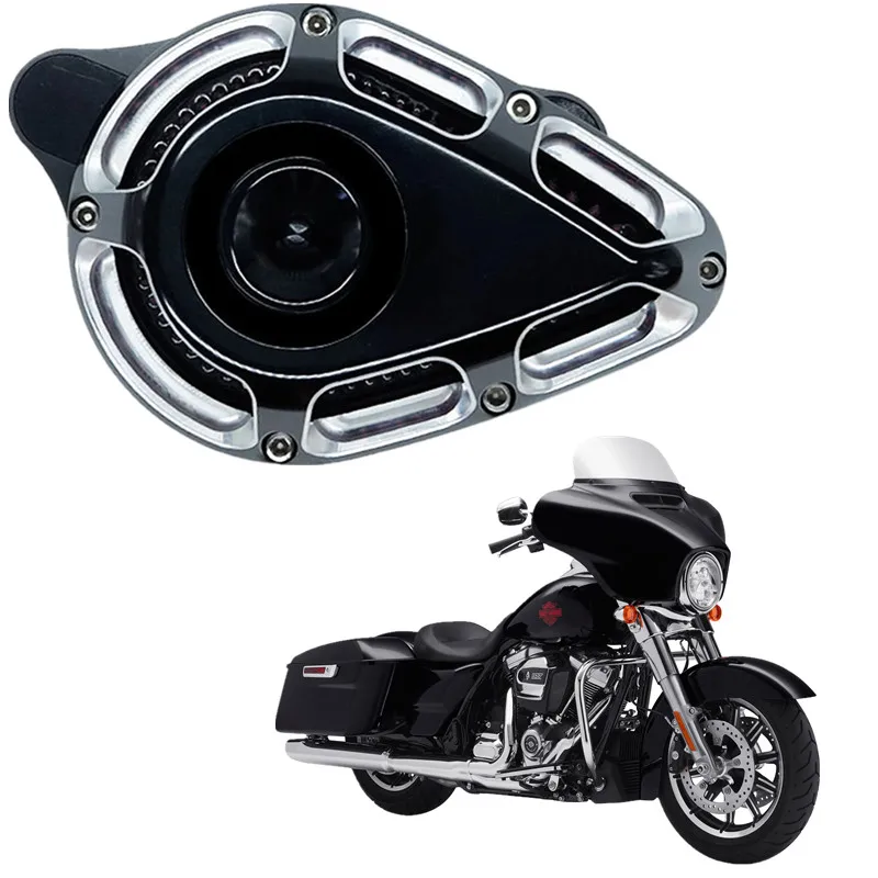 For Harley Touring Street Glide Touring Road Glide Softail Dyna Air Intake Cleaner System Multi-Angle Filter Kit Aluminum Chrome