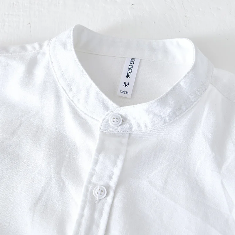 New Designer Long-sleeved Casual Stand Collar Brand Cotton Shirts For Men Fashion Comfortable Tops Clothing Camisa Masculina
