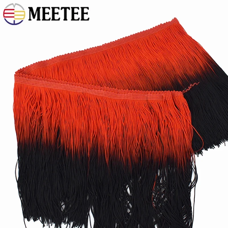 2/5/10M 20cm Meetee New Colourful Polyester Fringe Tassel Lace Trim Ribbons DIY Sewing Latin Dress Garment Fabric Accessories