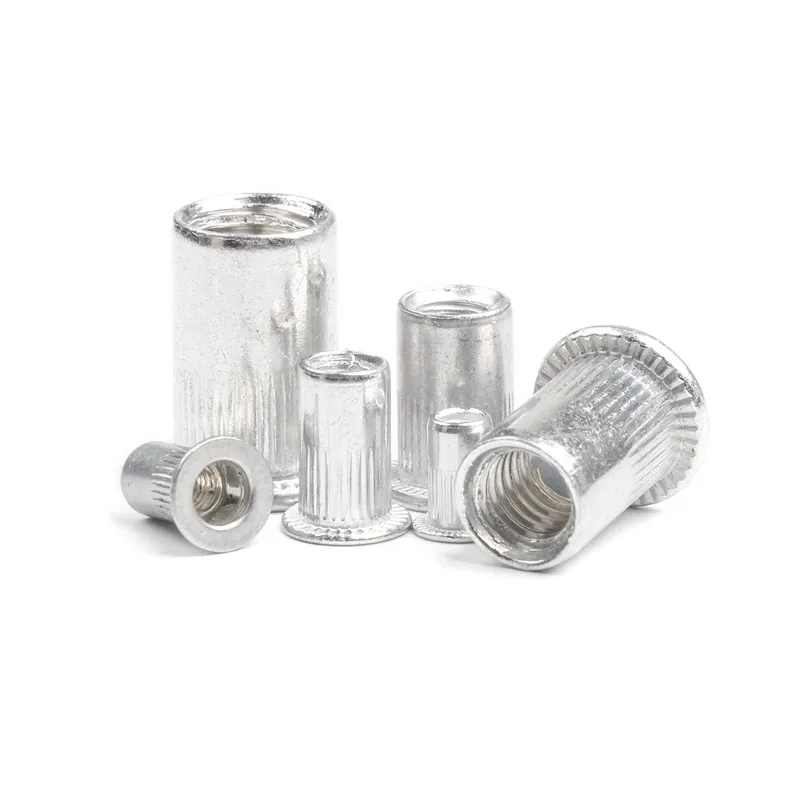 Liga de alumínio Flat Head Rivet Nuts Set, Rebitando Porca, M3, M4, M5, M6, M8, M10, 50Pcs