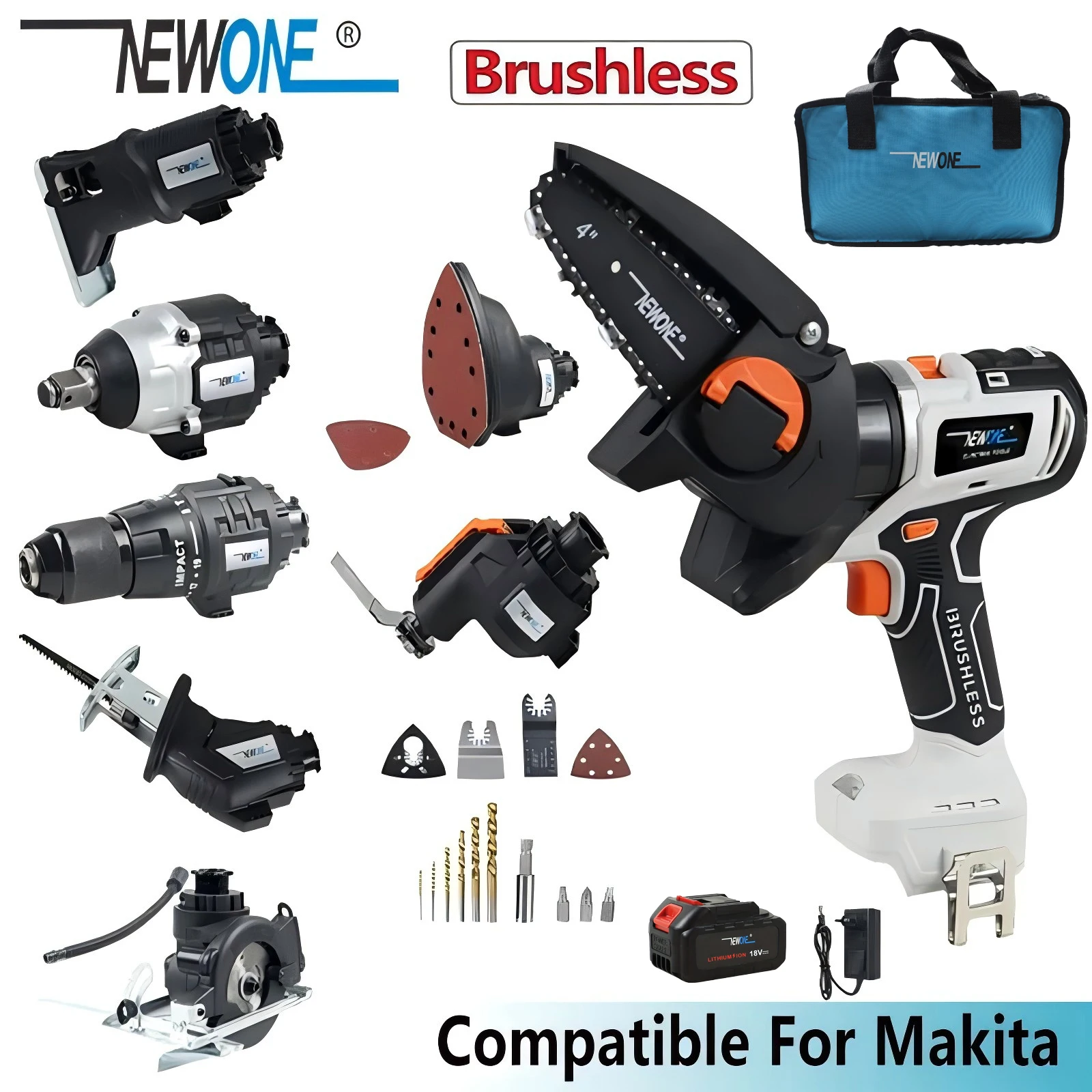 Cordless Brushless Chainsaw Sander Impact Drill Wrench Multitool  Circular Saw Electric Drill Oscillating Tool For 18V Makita