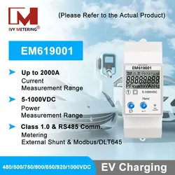 EM619001 5-1000VDC Din Rail Modbus dwukierunkowy miernik energii EV DC do szybkiej ładowarki DC