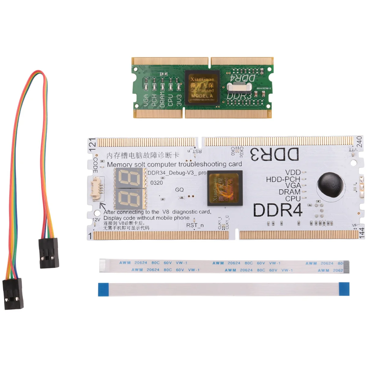 LSJD Laptop/Desktop Motherboard Memory Slot DDR3/DDR4 Diagnostic Analyzer Test Card Notebook for DDR3/4 Repair