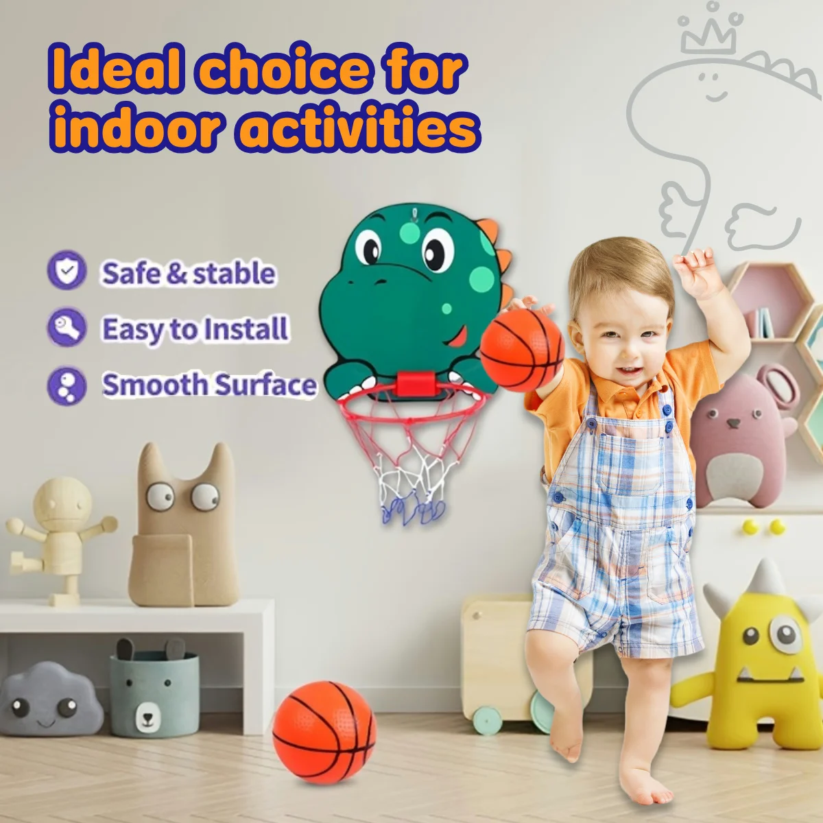 

Dinosaur Hanging Basketball Rack Set, indoor/outdoor sport Birthday Party Decorations Gift, Gathering Party Game Event Supplies