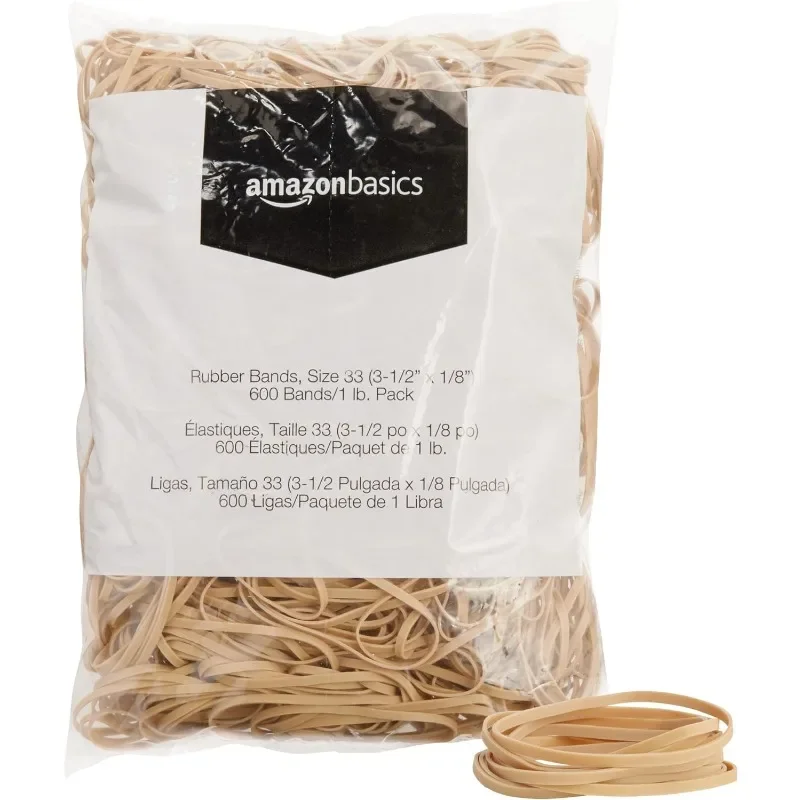 

home.Basics Rubber Bands, Size 33 (3-1/2 x 1/8 Inch), 600 Bands/1 lb Pack, 25-Pack, Tan