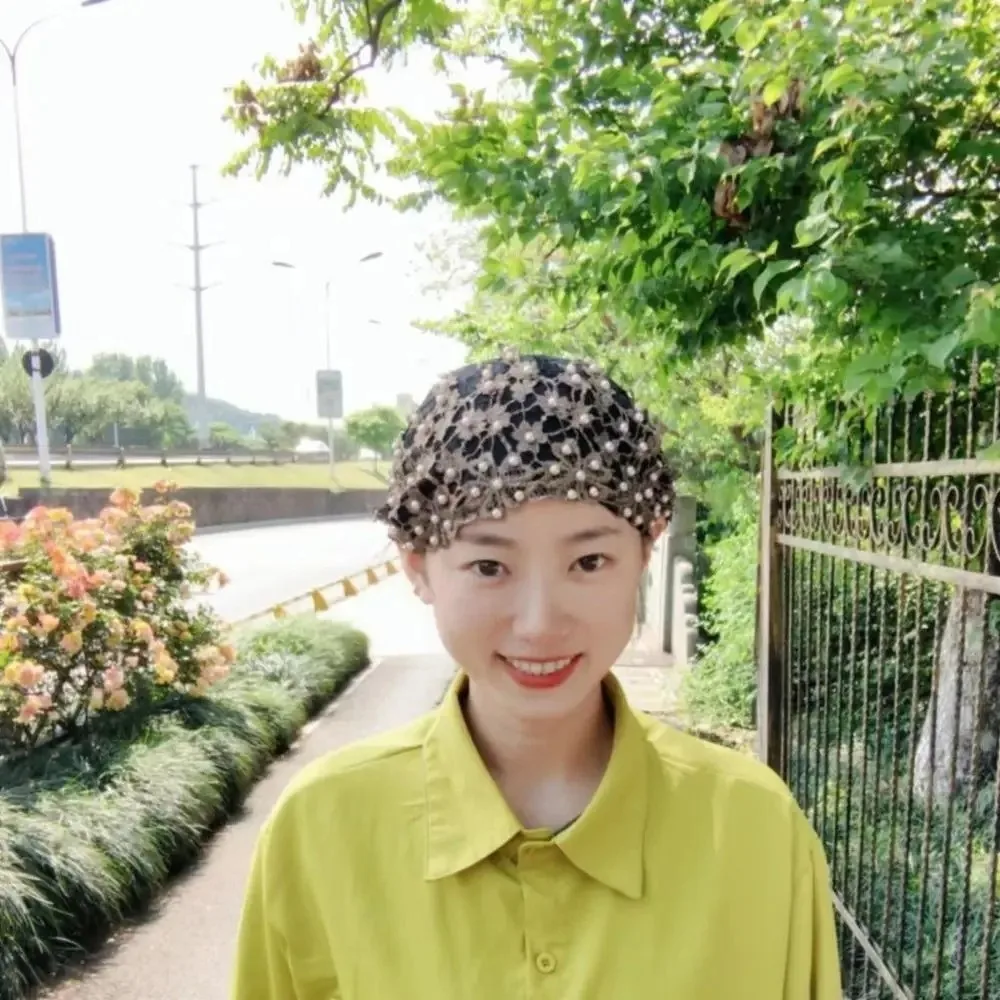 

Creative Beaded Decoration Ethnic Headscarf Hat Comfortable Soft Pullover Hat Retro Solid Color Head Wrap Cap Ladies Wear