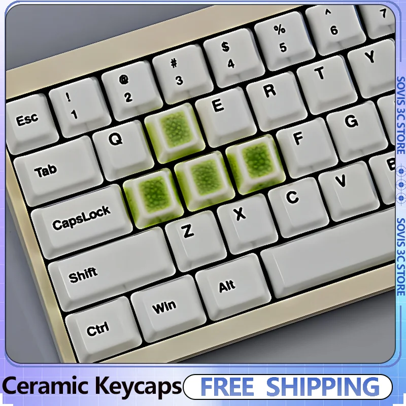 

Ceramic Cracks Keycap Cherry Profile Keycaps 4pcs WASD Translucent Custom Artisan Personalized Key Caps MX Mechanical Keyboard