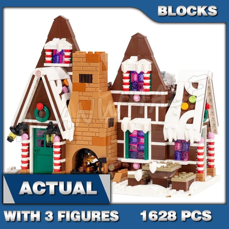 1628pcs Creative Expert Winter Village Gingerbread House Candy Buttons Chimney 78001 Building Blocks toy Compatible With Model