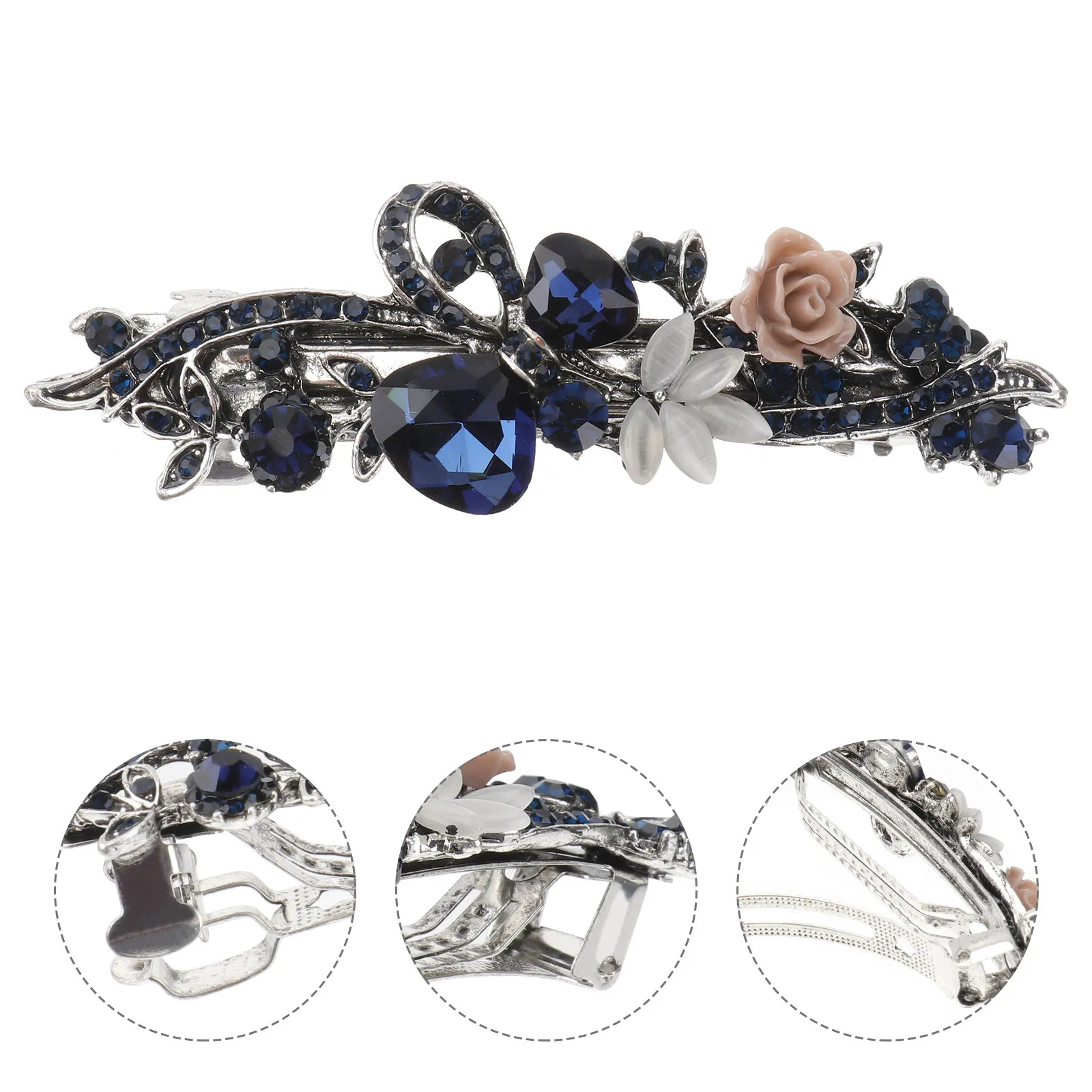 Crystal Temperament Spring Hair Clip Elegant Grip Hairpin for Women Party Wedding Daily Use Accessories