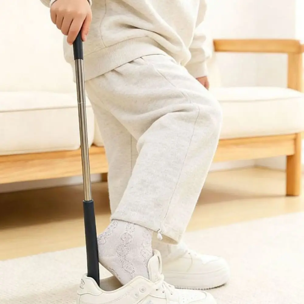 Portable Adjustable Length Long Shoehorn Hanging Useful Lazy Shoe Horn Stainless Steel Shoe Remover for Elderly, Pregnant Women