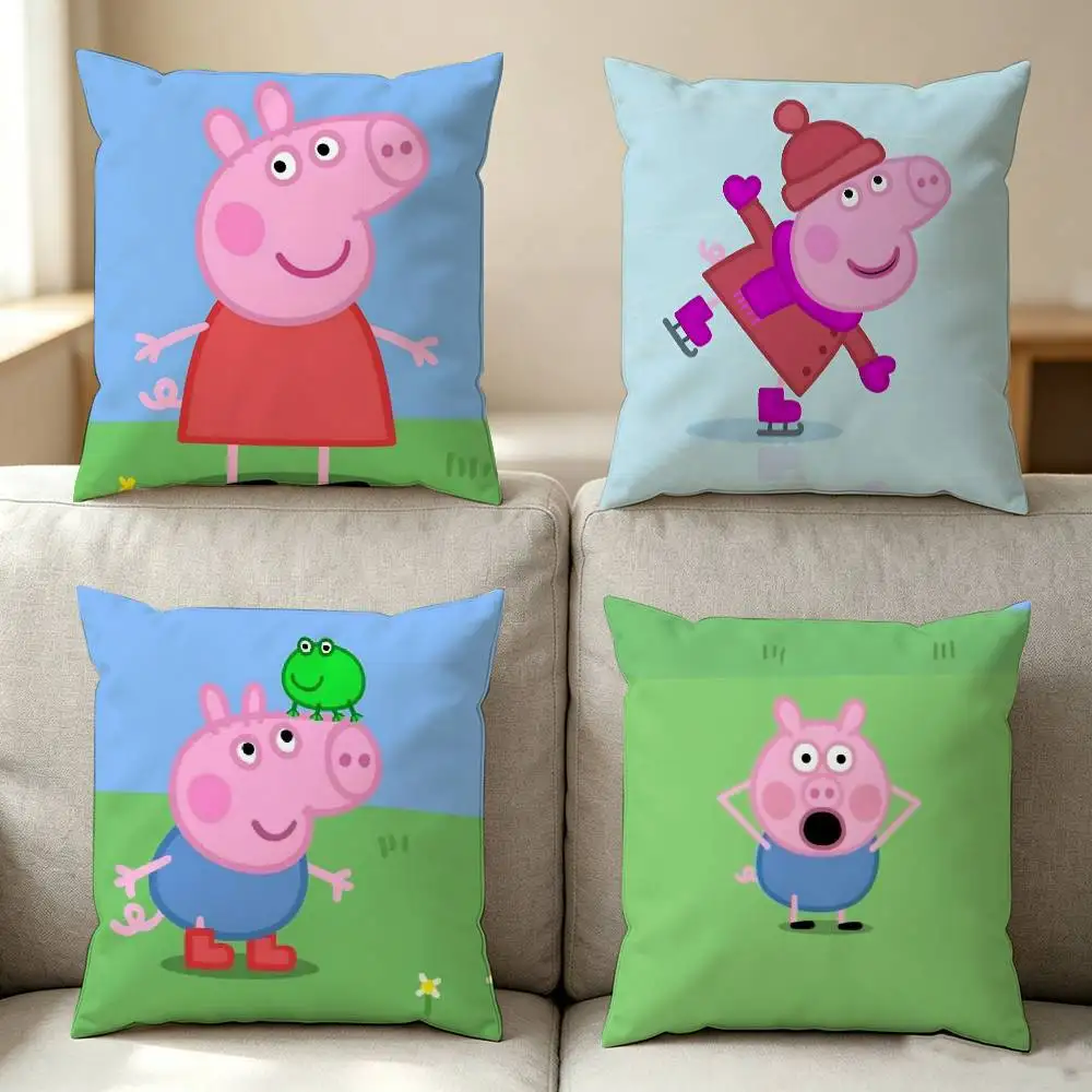 P-Peppa Throw Pillow Case 40x40cm Decoration DIY Square Chair Pillowcase Pad Cover