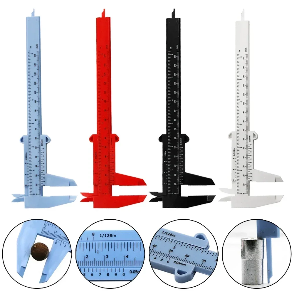 0-150mm Double Rule Scale Plastic Vernier Caliper Gauge Micrometer Measuring Ruler Inside Diameter Depth Meter