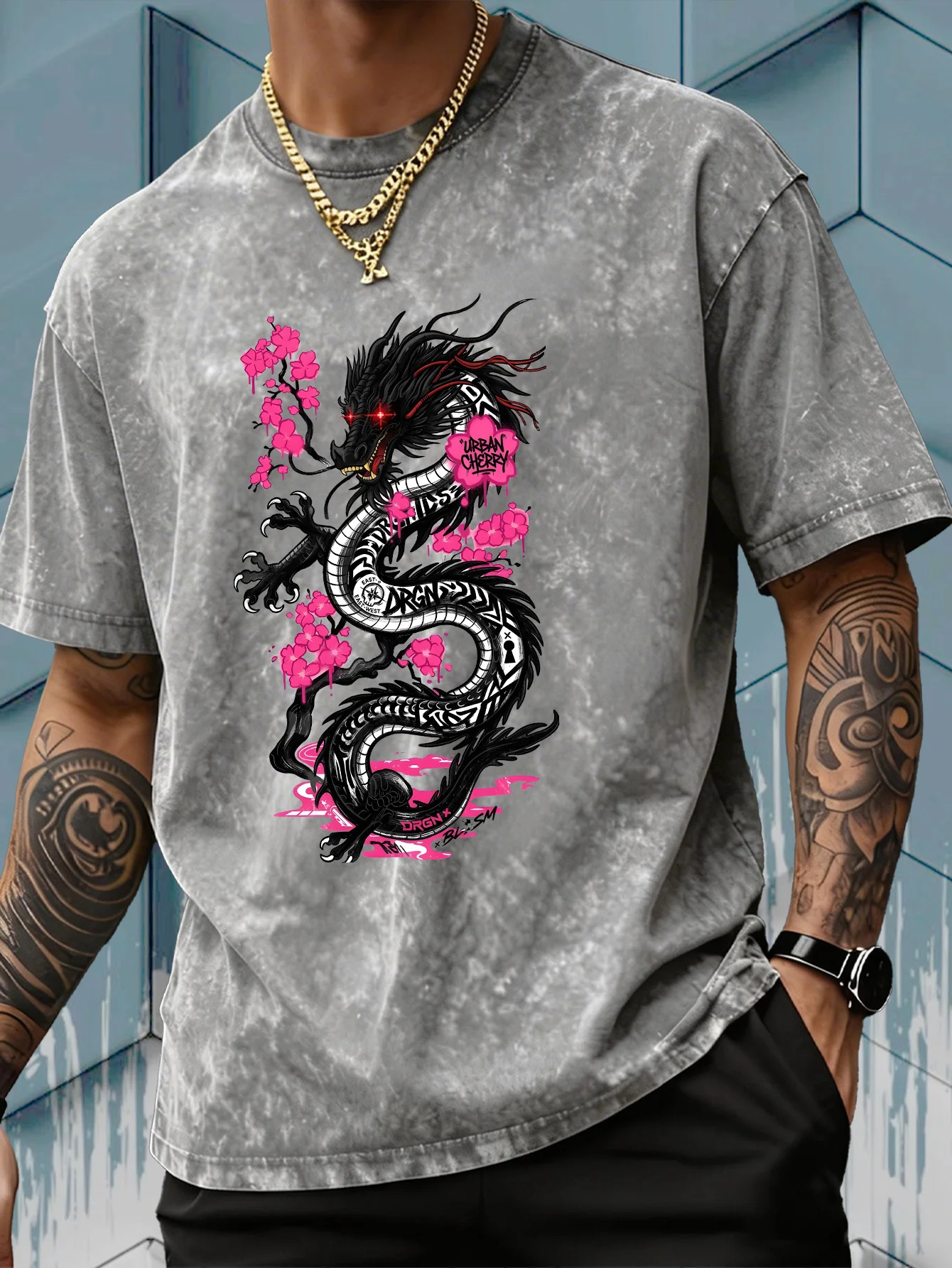 Мужская футболка с принтом чер – обзор и цена Acid Wash Vintage Graphic T Shirt