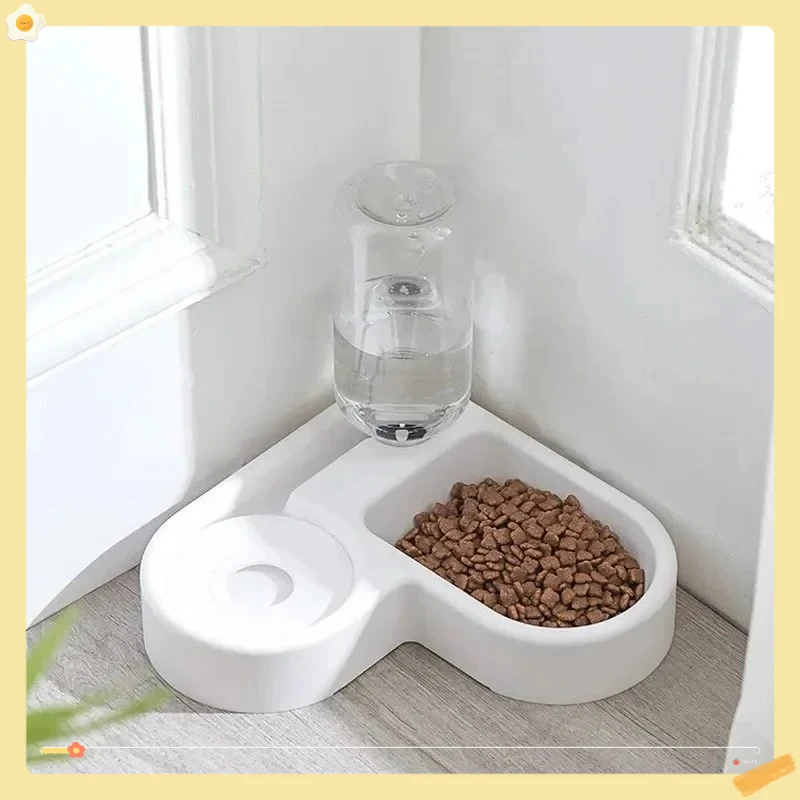 وعاء الحيوانات الأليفة الأوتوماتيكي ذو الاستخدام المزدوج، مقاوم للرطوبة، تصميم الحب، حوض القطط والكلاب، حل متعدد الوظائف للشرب والتغذية