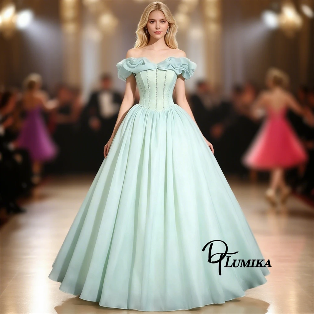 

DTLumika мятные платья Quinceanera с открытыми плечами для женщин, бальное платье, милые платья 15, 16, женское вечернее платье по индивидуальному заказу