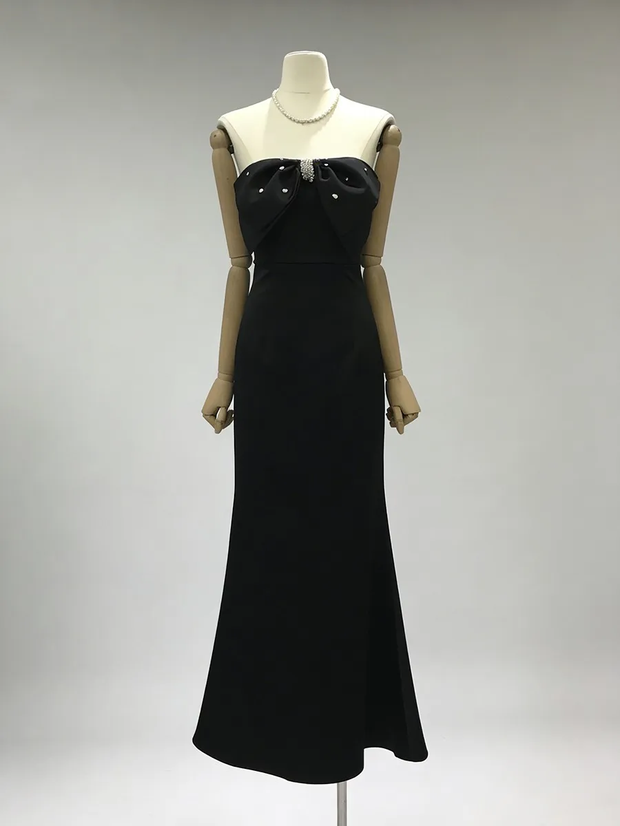 Twotwinstyle sólido emagrecimento emendado bowknot vestidos para mulheres sem alças sem mangas cintura alta vestido elegante moda feminina nova