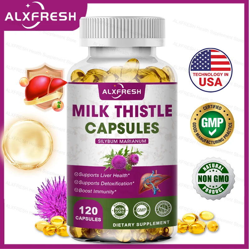 Milk Thistle Silymarin - 유기농 밀크씨슬 추출물 1000mg 캡슐 및