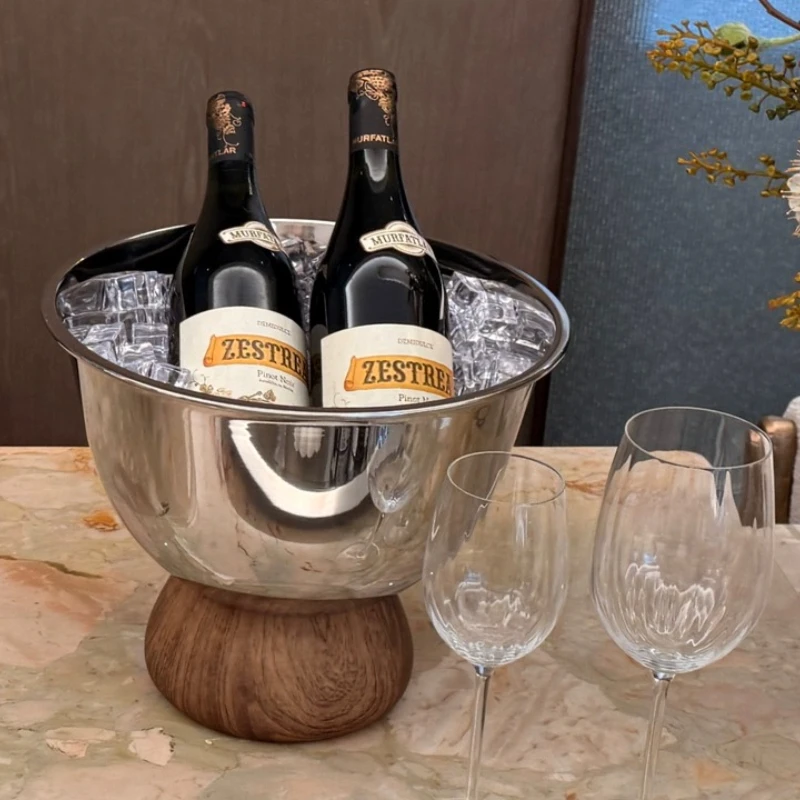 Wine Beer Garden - Paslanmaz Çelik Şarap Soğutucu Kovası Taşınabilir