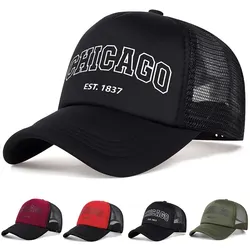 Summer Men Mesh Baseball Cap Outdoor Sport Chicago Letter Snapback Hat For Women Unisex Breathable Caps Hip Hop Trucker Hats