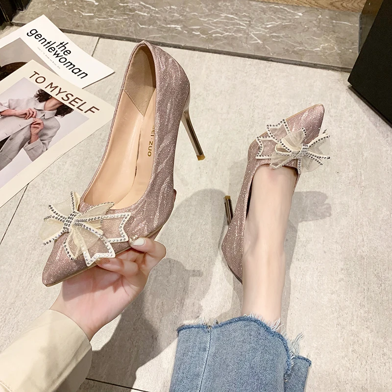 Newest Fashion Cinderella Shoes Rhinestone High Heels Women Pumps Pointed Toe Woman Crystal Party Wedding Shoes Zapatos Mujer