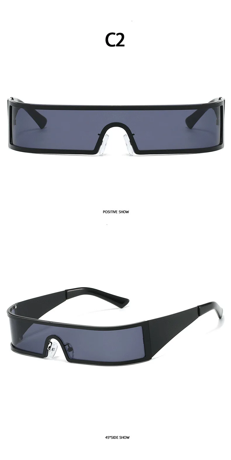 Trendige Sonnenbrille, personalisierbar, einteilig, kleiner Rahmen, Punk-Brille, Hip-Hop, Hot Girl Y2k-Sonnenbrille 9094 – Detail 6