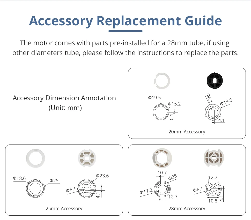 Zemismart Matter Thread Wiederaufladbarer Rolladenmotor für 20 25 28mm Rohre, Kompatibel mit Homekit, Google Home, Smartthings, Alexa – Detail 9