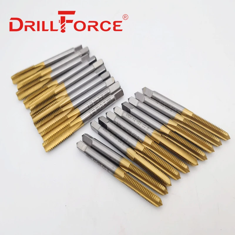 Drillforce Cobalt Left Hand Screw Thread Tap Drill Bits Titanium Straight Flute Metric M2-M30 Machine Tap For Stainless Steel