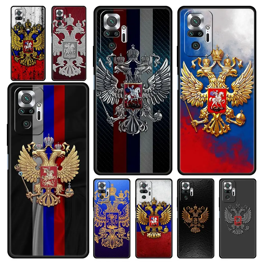 For Redmi 10C Cases Russia Russian Flags Emblem Phone Case For Xiaomi Redmi Note 12 11 9S 9 8 10 Pro Plus 7 9T 8T 9C 9A 8A Cover