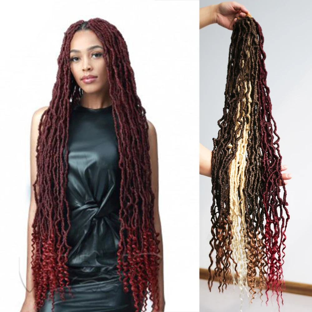 

36-дюймовые вязанные крючком локоны с эффектом омбре, мягкие вьющиеся синтетические плетения, наращивание волос с вьющимся концом для прически быстрого плетения