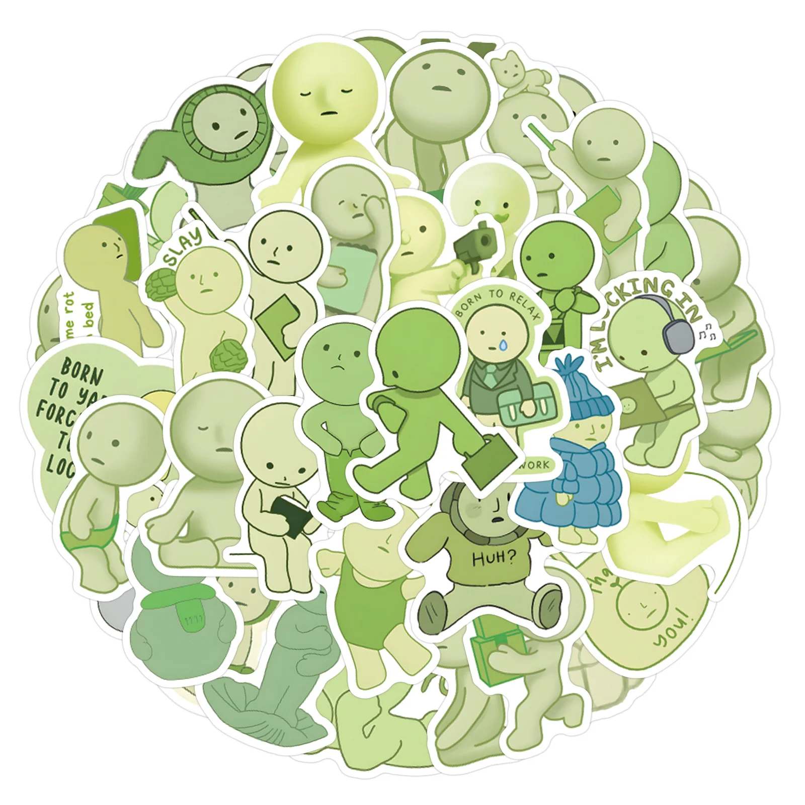 

10/55PCS Cute Smiski Graffiti Stickers Funny Cartoon Green Little People Decals Notebook Suitcase Phone Graffiti Sticker Kid Toy