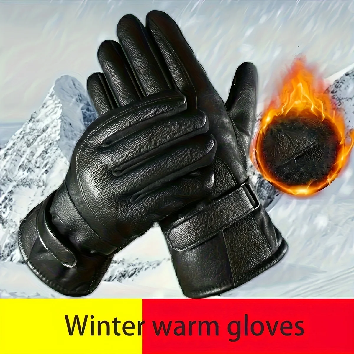 Men's Touchscreen Winter Gloves, with PU Leather Lining for Added Warmth, Suitable for Motorcycles and Smartphone Operation.