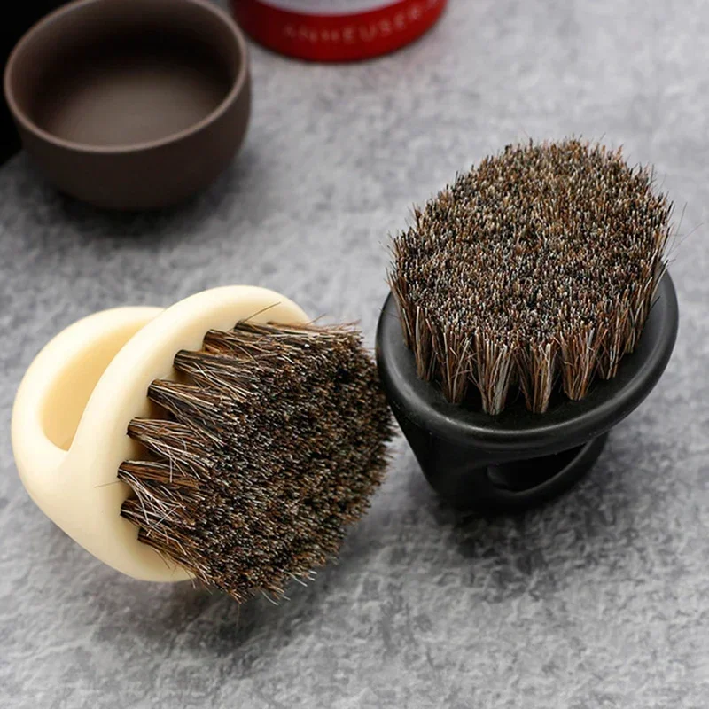 Mini Beard Brush Barber Beard Men Wild Boar Fur Barber Salon Facial Cleaning Shave Tools Razor Brush With Handle Styling  Tools