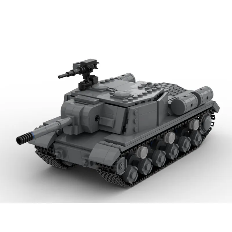 MOC Military WWII ISU-152 Heavy Assault Gun Tank Building Block Model Assembling Child Educational Brain Training Bricks Toy
