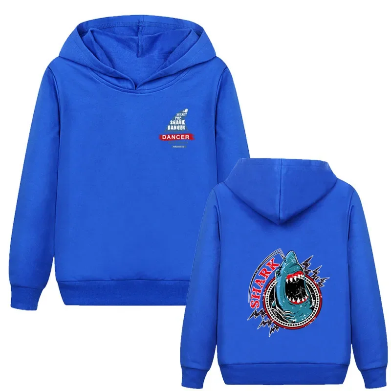 Boy Girl Animal Hoodies Deep Sea Shark Fish Print 3-14Y Children Fashion Hooded Sweatshirts Kids Teen Casual Pullover Clothes