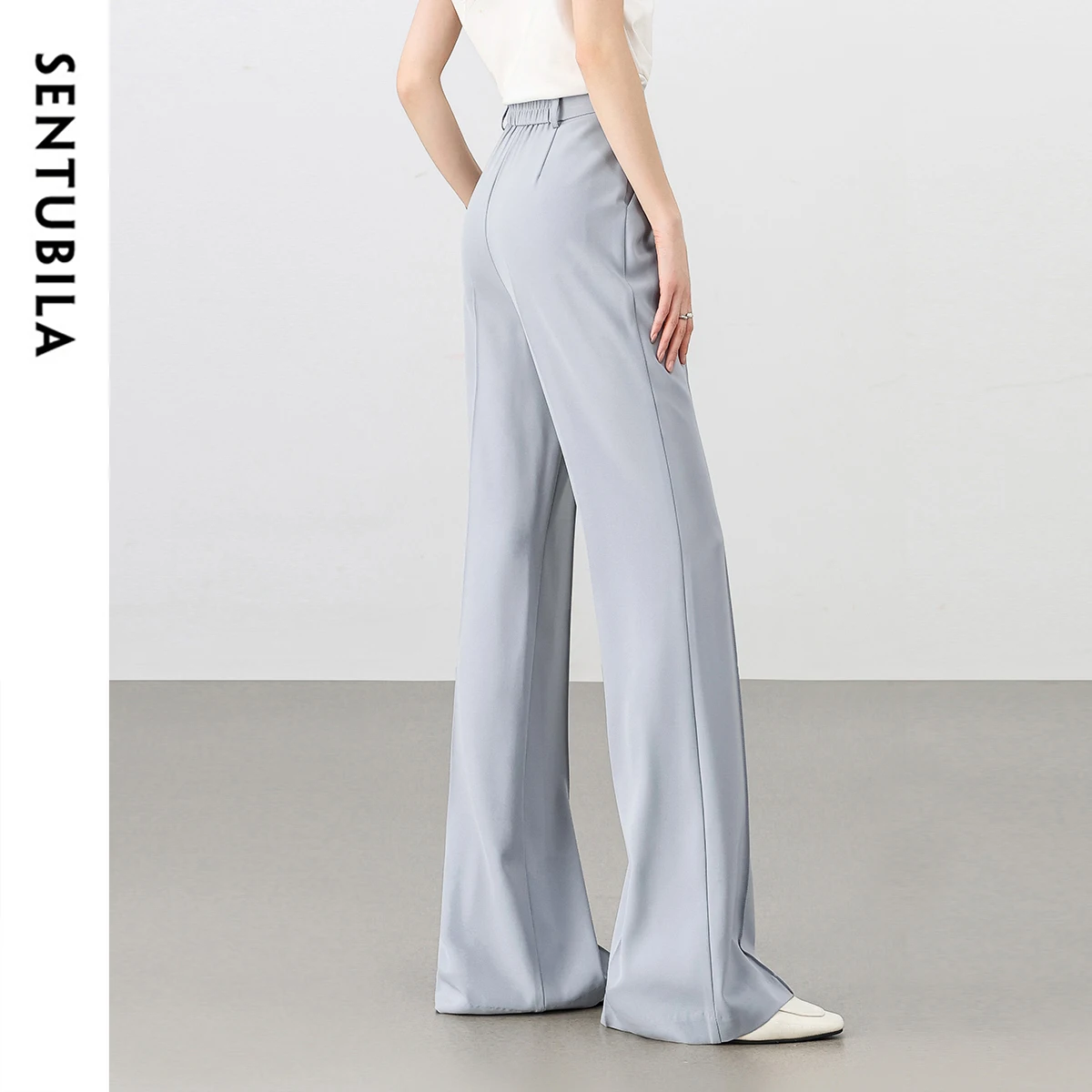 SENTUBILA Solid Color Women's Pants 2025 Spring Summer High-waist Office Lady Work Business Elegant Flare Trousers 152K59345