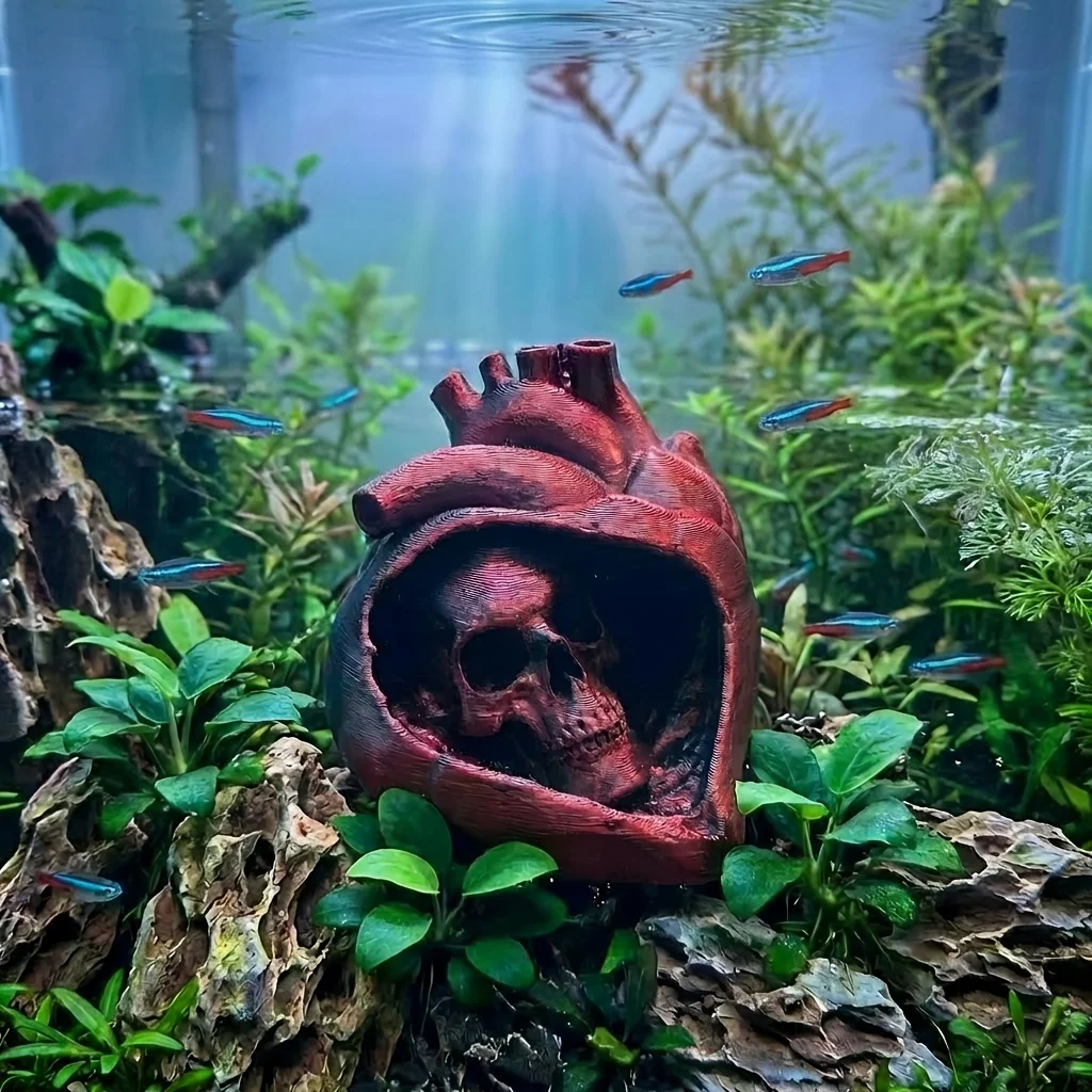 Decoración de Acuario con Calavera Gótica Impresa en 3D, Estatua de Terror con Diseño Anatómico, Adornos para Pecera, Accesorios para Acuario, Regalos