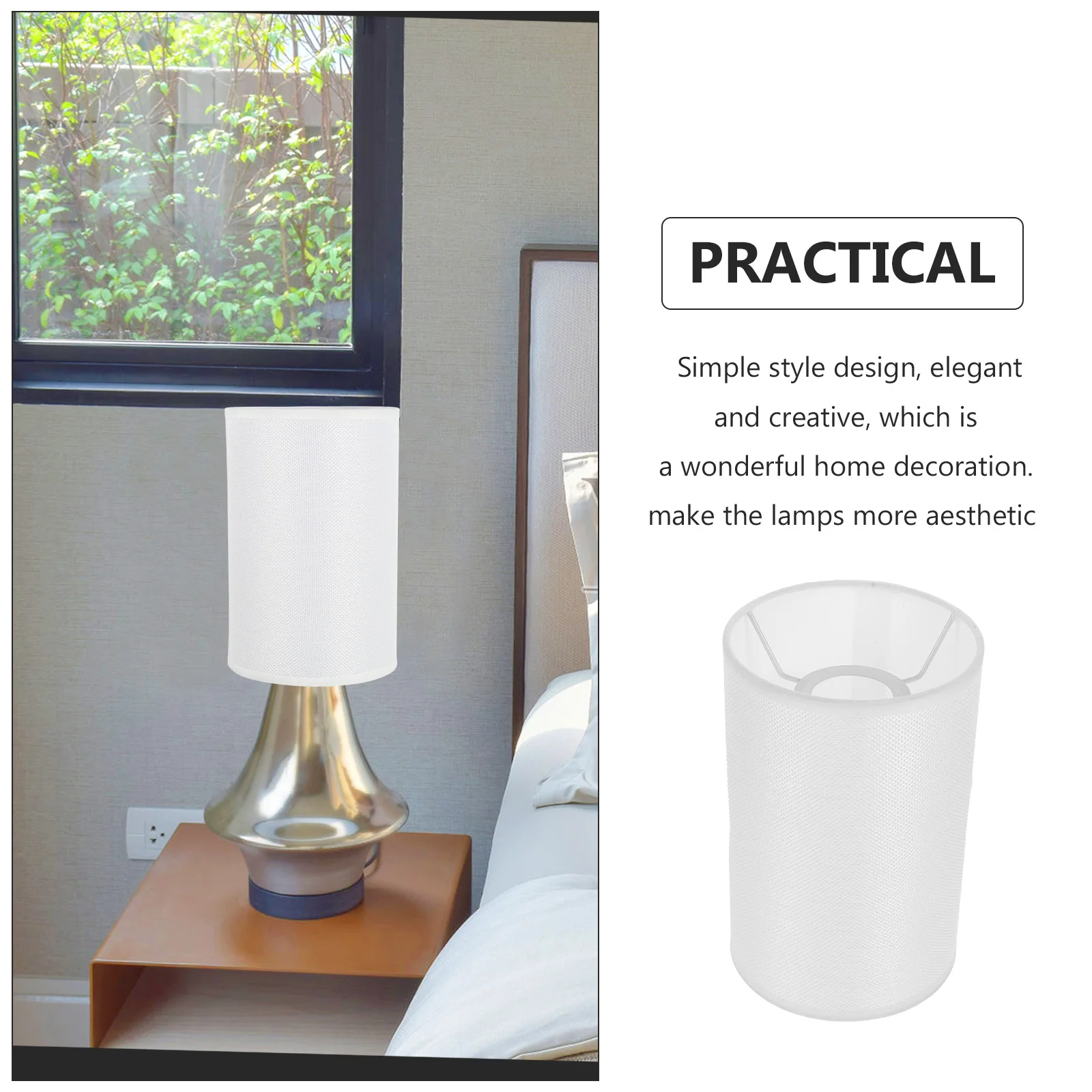 

Fabric Lampshade Cylinder Round White Linen Light Cover E27 Compatible for Bedroom Bedside Wall Floor Chandelier Table Lamps