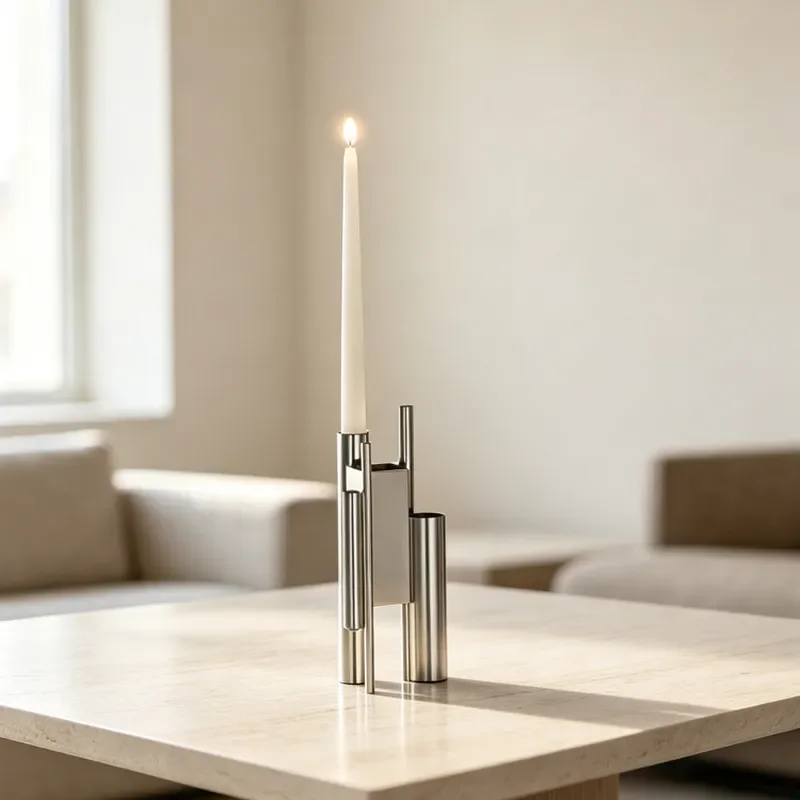 Modern Stainless Steel Candle Holder Creative Home Decor for Living Room Dining Table Entrance Hallway Hotel Decoration