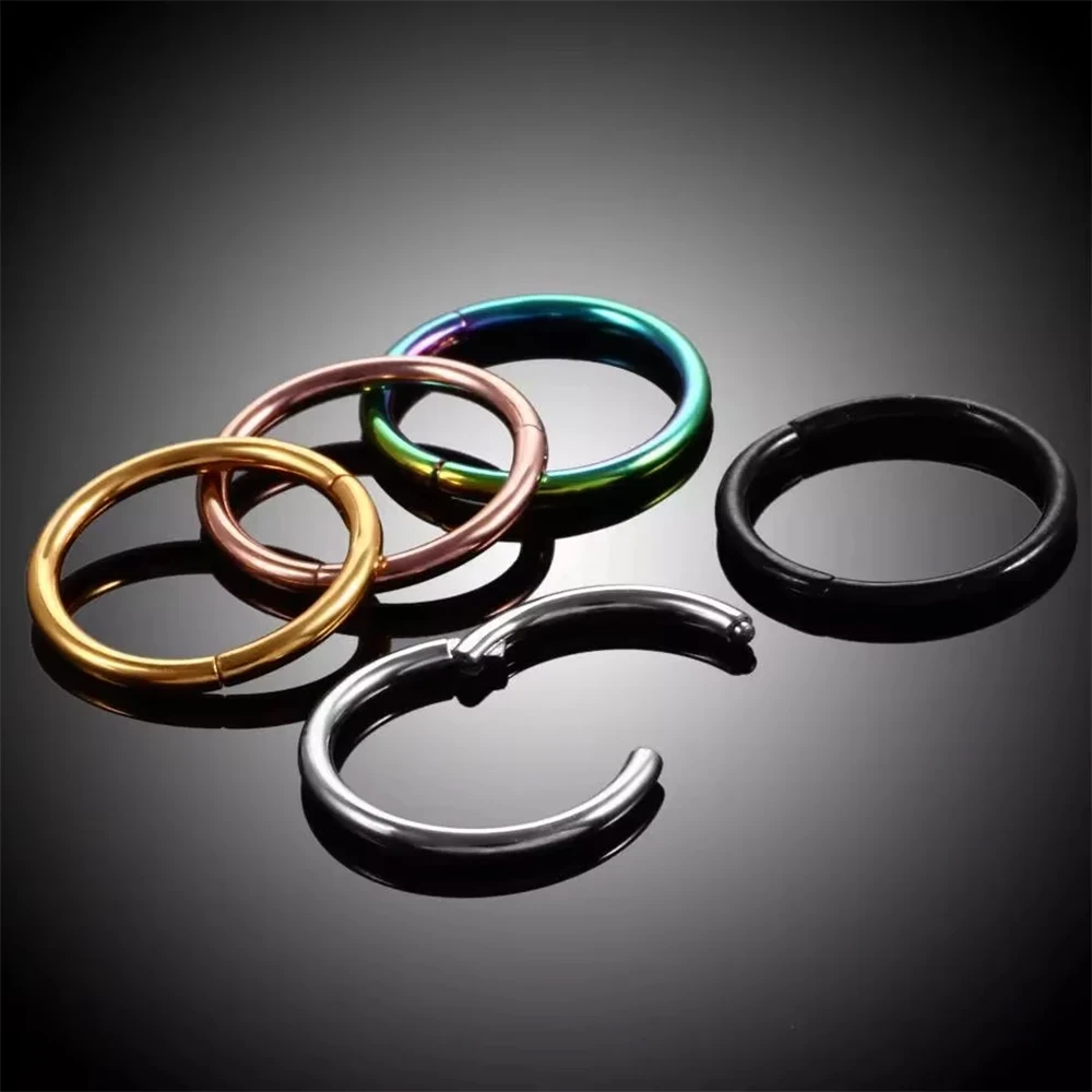 

10pcs ASTM F136 Titanium G23 Classic round nose rings Lips rings Mixed Color Body Clip Ring Unisex Cartilage Piercing Jewelry