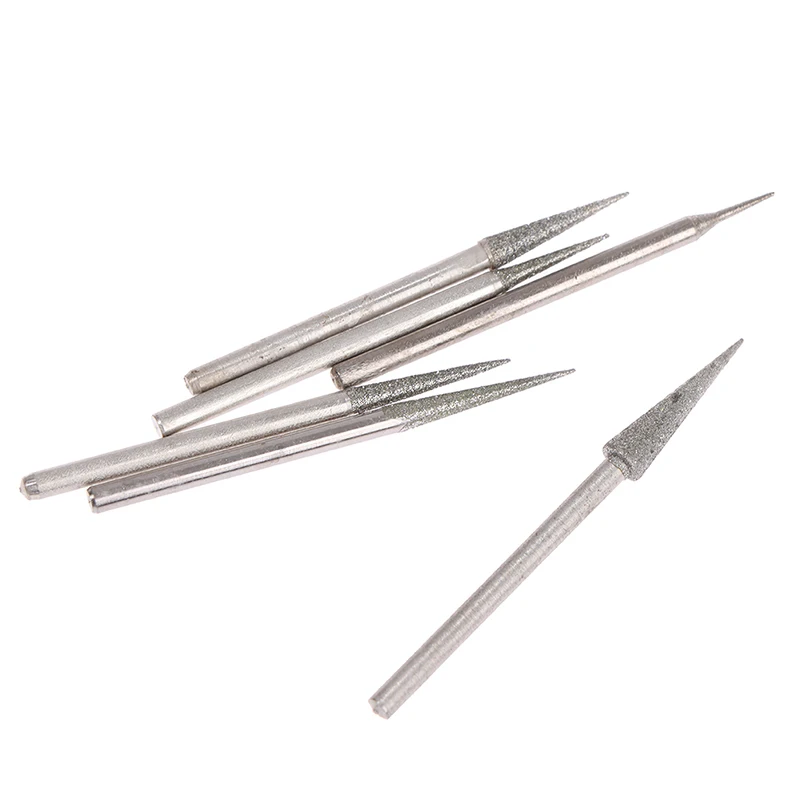 6Pcs 1-4mm Electroplating Diamond Mould Grinding Head Needle Bar Bits Burrs Engraving Carving Tool 2.35mm For Electric Grinder