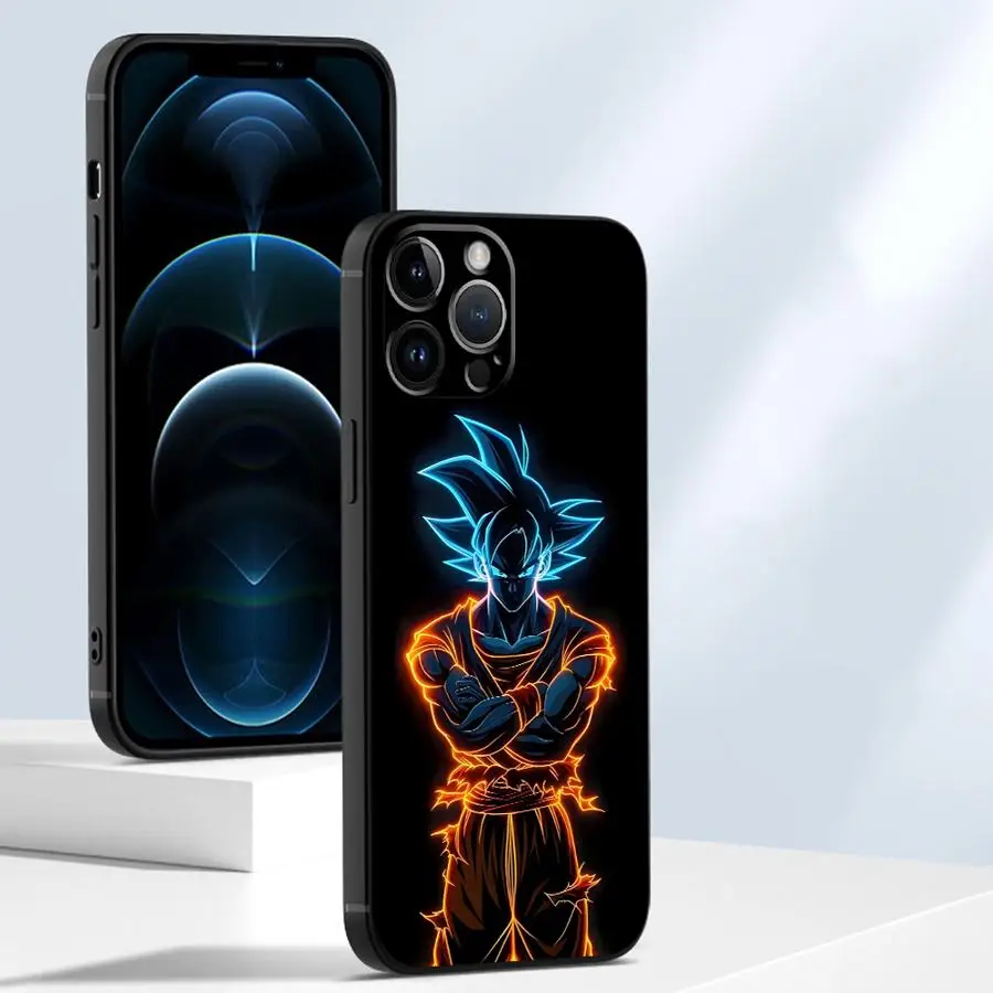 Black Soft Phone Cover Case for iPhone XS Max 7 8 17Air XR 13 12 11 17 Pro Max 15 16 14 Plus Dragon Ball Art Goku view 3
