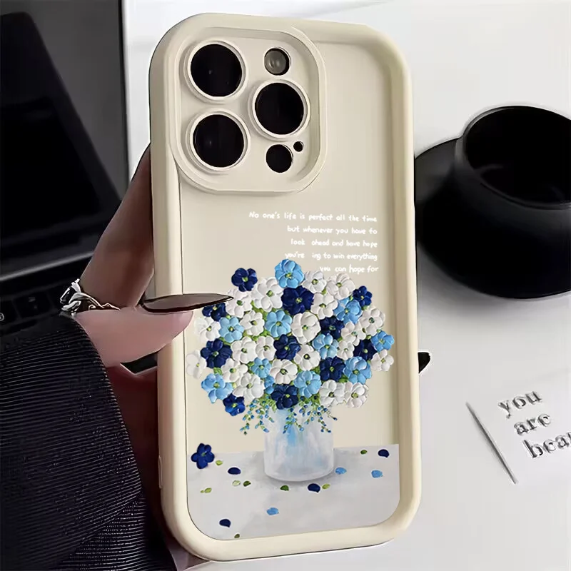 

Moon Tulip Pattern Phone Case for iPhone 11 14 15 Pro XS XR X 7 8 Plus 16 16e 12 13 14 15 Pro Max Shockproof Silicone Soft Cover