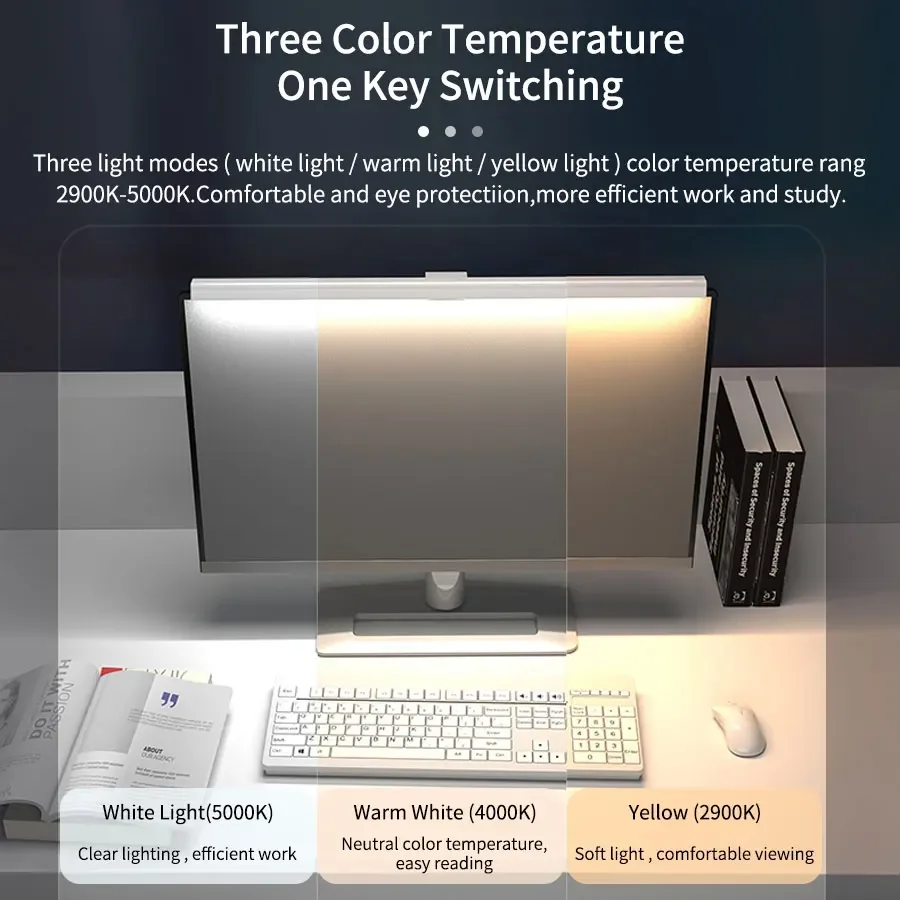 USB PC bilgisayar monitör işık çubuk filtre asılı monitör işıkları kısılabilir masa monitör lambası ev ofis çalışması için okuma işık
