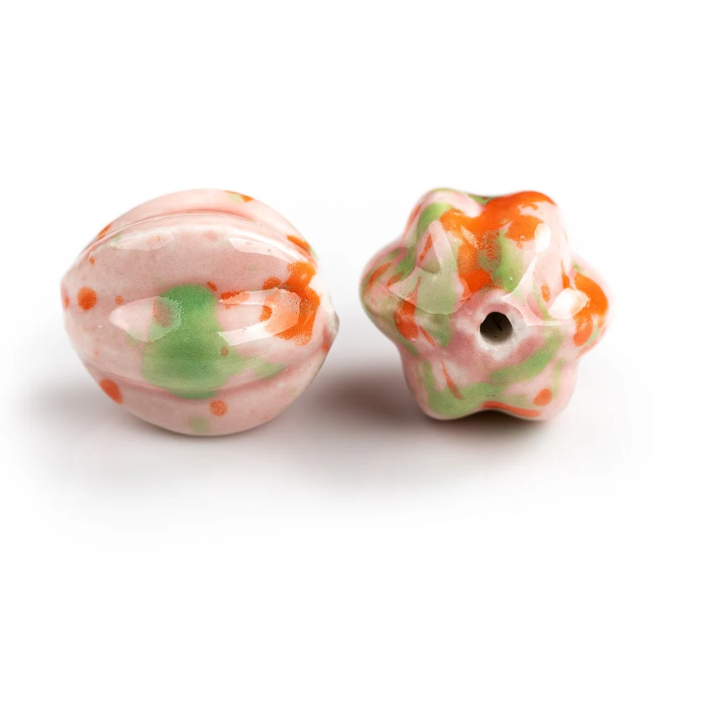 30#2pcs High-quality Big Pink Egg Ceramic Beads Pendant Porcelain Jewelry Making For Necklace Bracelet #XN165