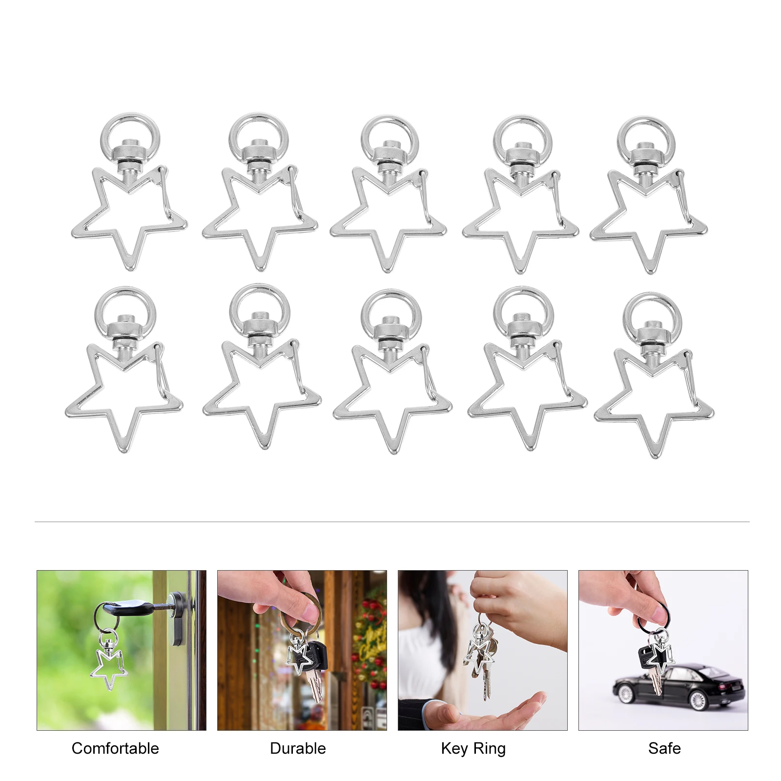 

40Pcs Star Shape Swivel Lobster Claw Clasps Metal Snap Hook with Key Rings Cute Swivel Lanyard Clips Snap Hooks DIY Supplies NEW