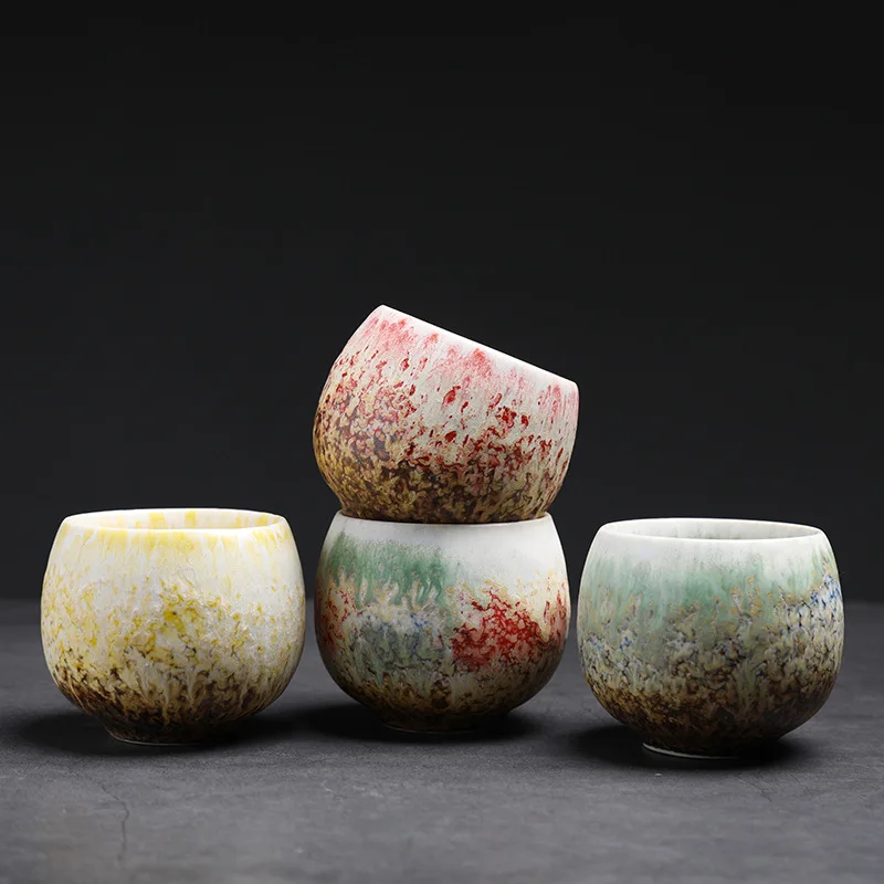 Japanese Style Ceramic Teacup Kiln Transformation Ceramic Tea Bowl Water Cup Kung Fu Single Cup Creative Teaware Drinkware New