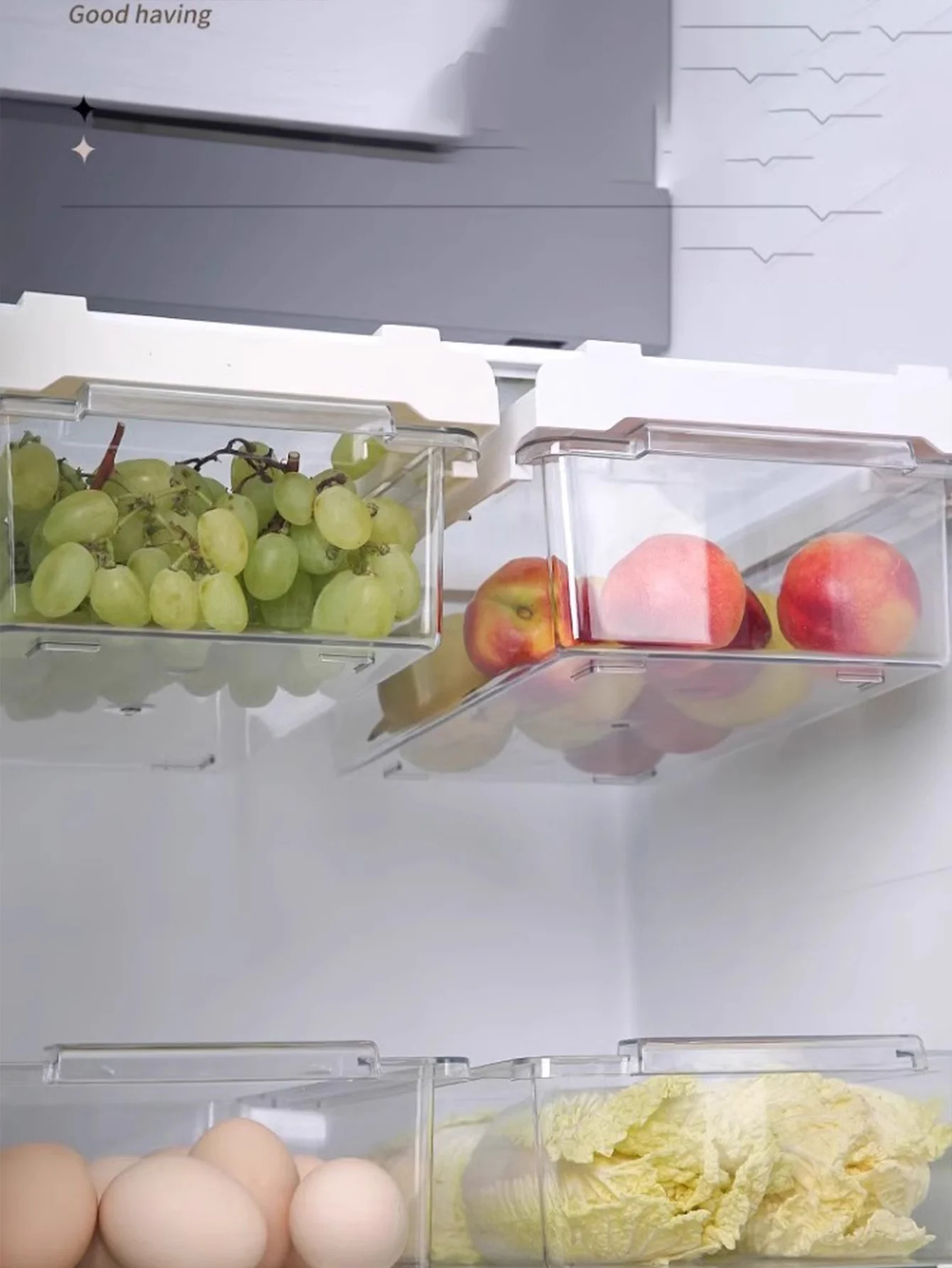 1 PCS Refrigerator Drawer Storage Box Kitchen Transparent vegetable Fruits Organizer Suspended Fridge Container Space Saving