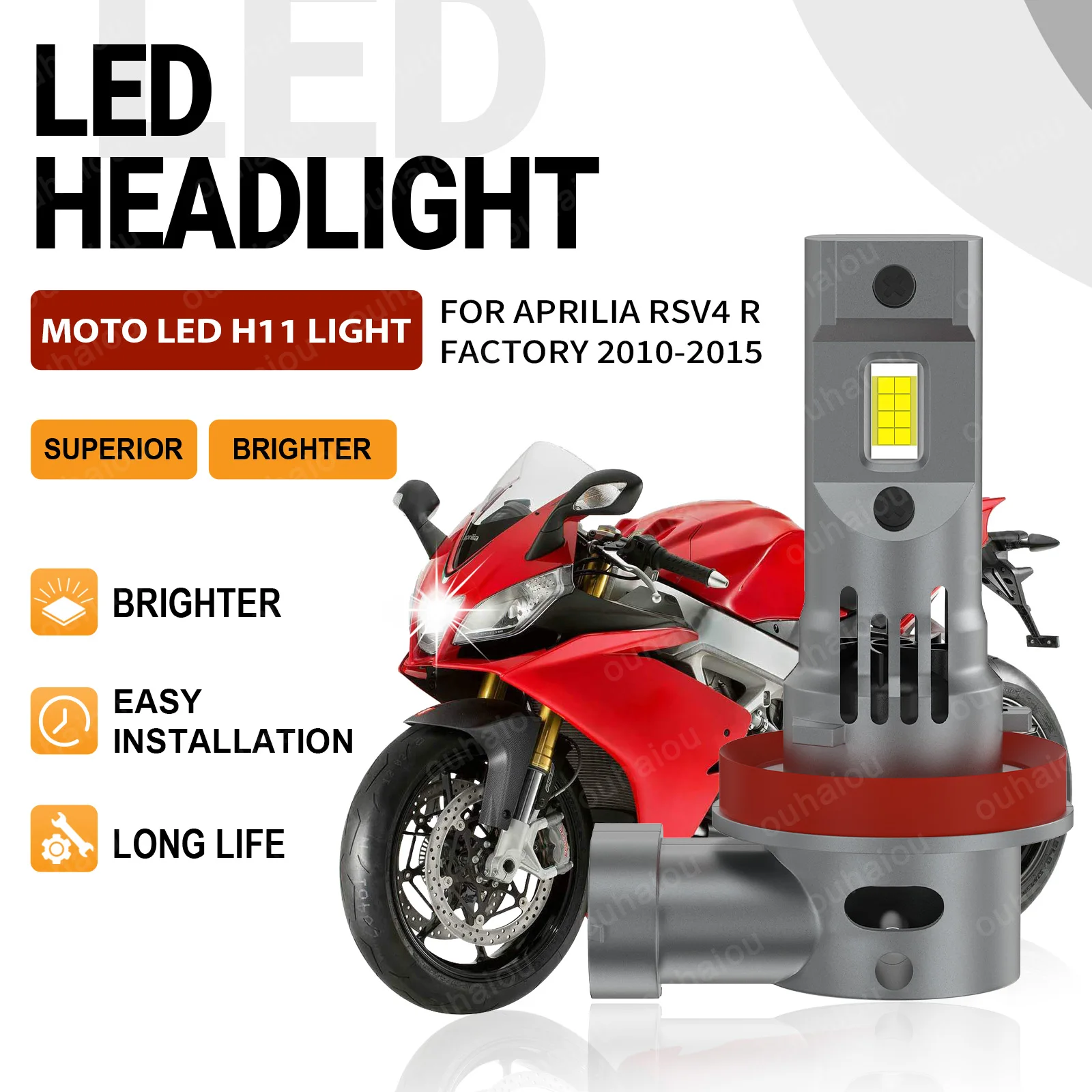 

1PCS H11 LED Headlight Bulb 15000LM Super Bright 3570 CSP Motorcycle Headlamp 12V For Aprilia RSV4 R Factory 2010 2011-2015